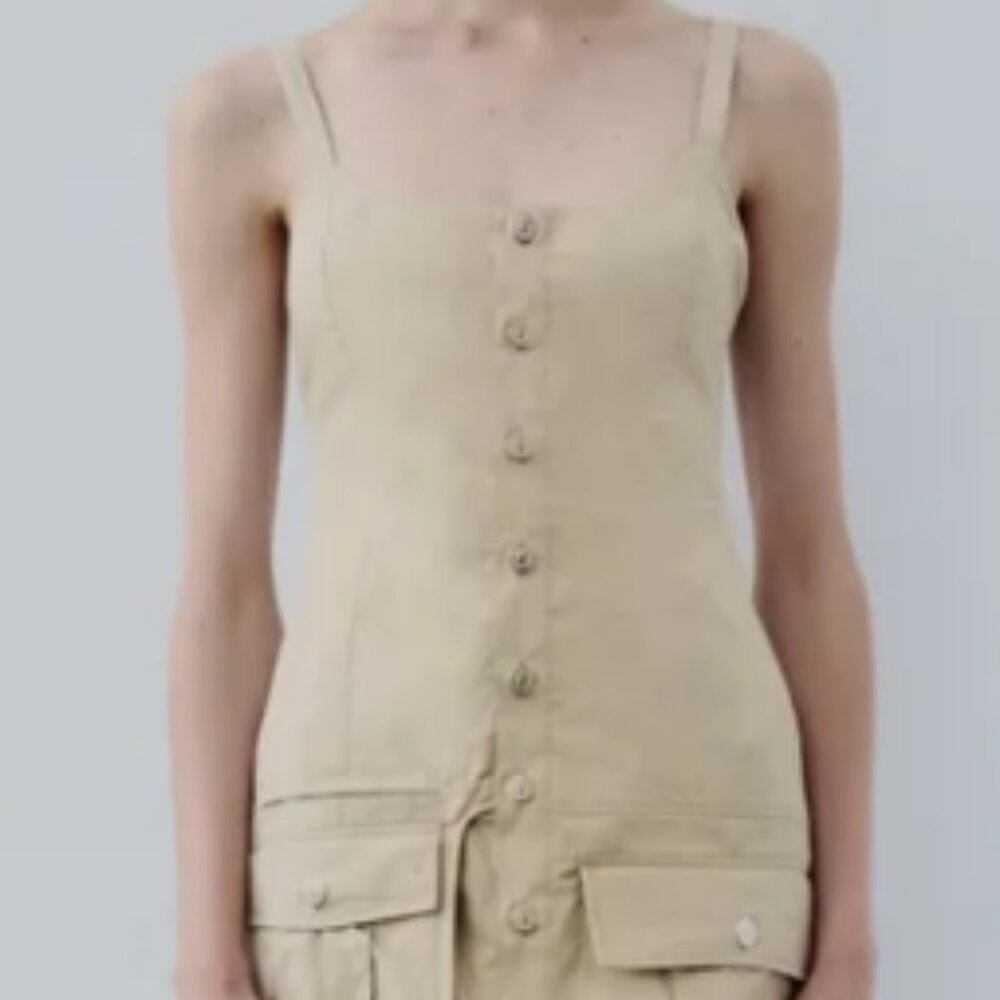 Zara Gaberdine Button Down Jumper with Front Pockets Misses Size Medium